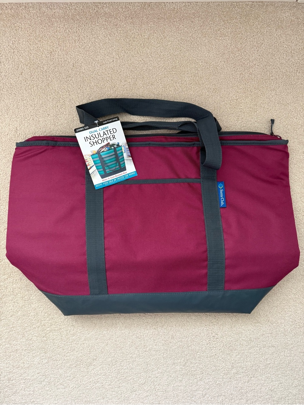 NWT Sam’s Club Insulated Shopper Tote in Burgundy and Charcoal